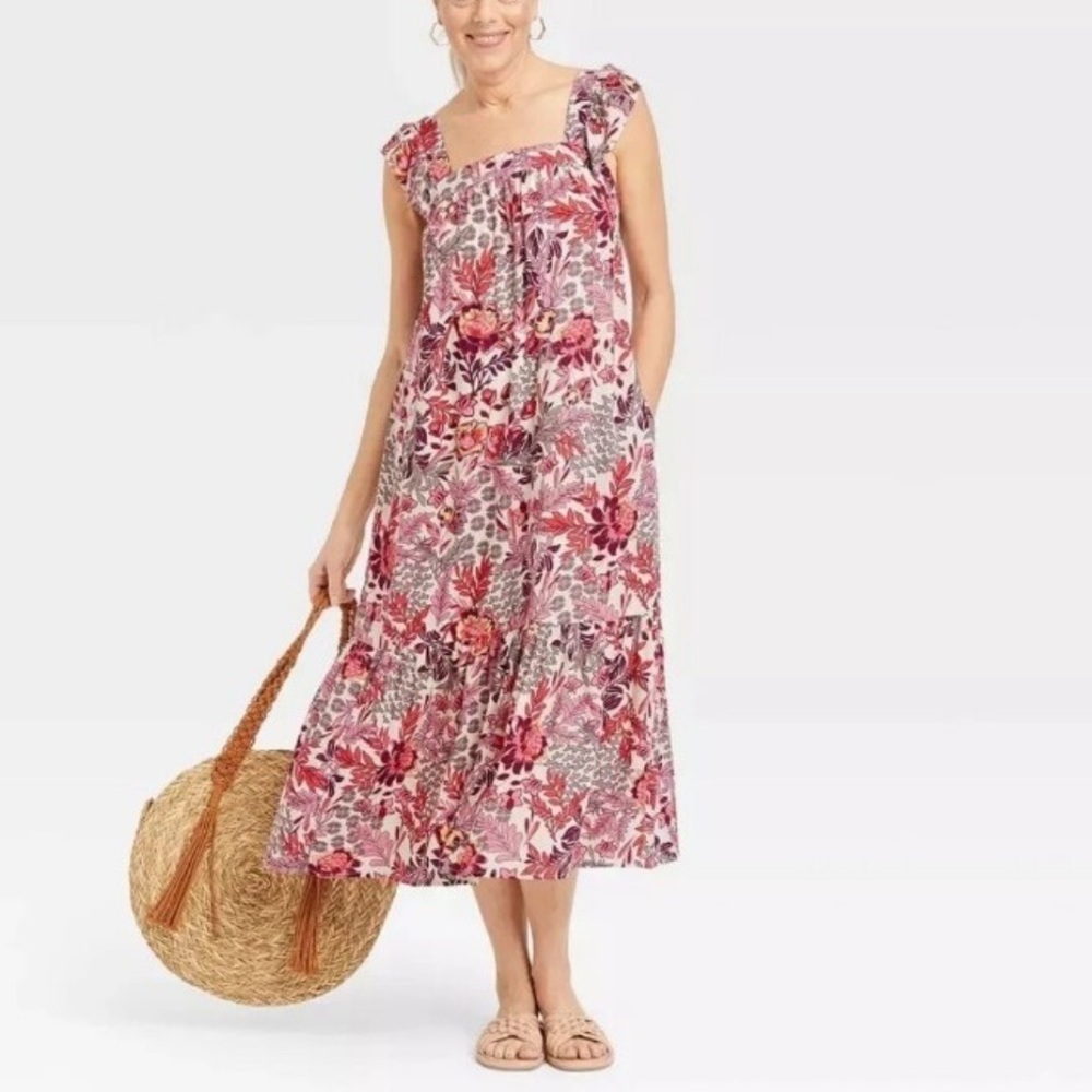 Knox Rose Red and Purple Floral Maxi Dress